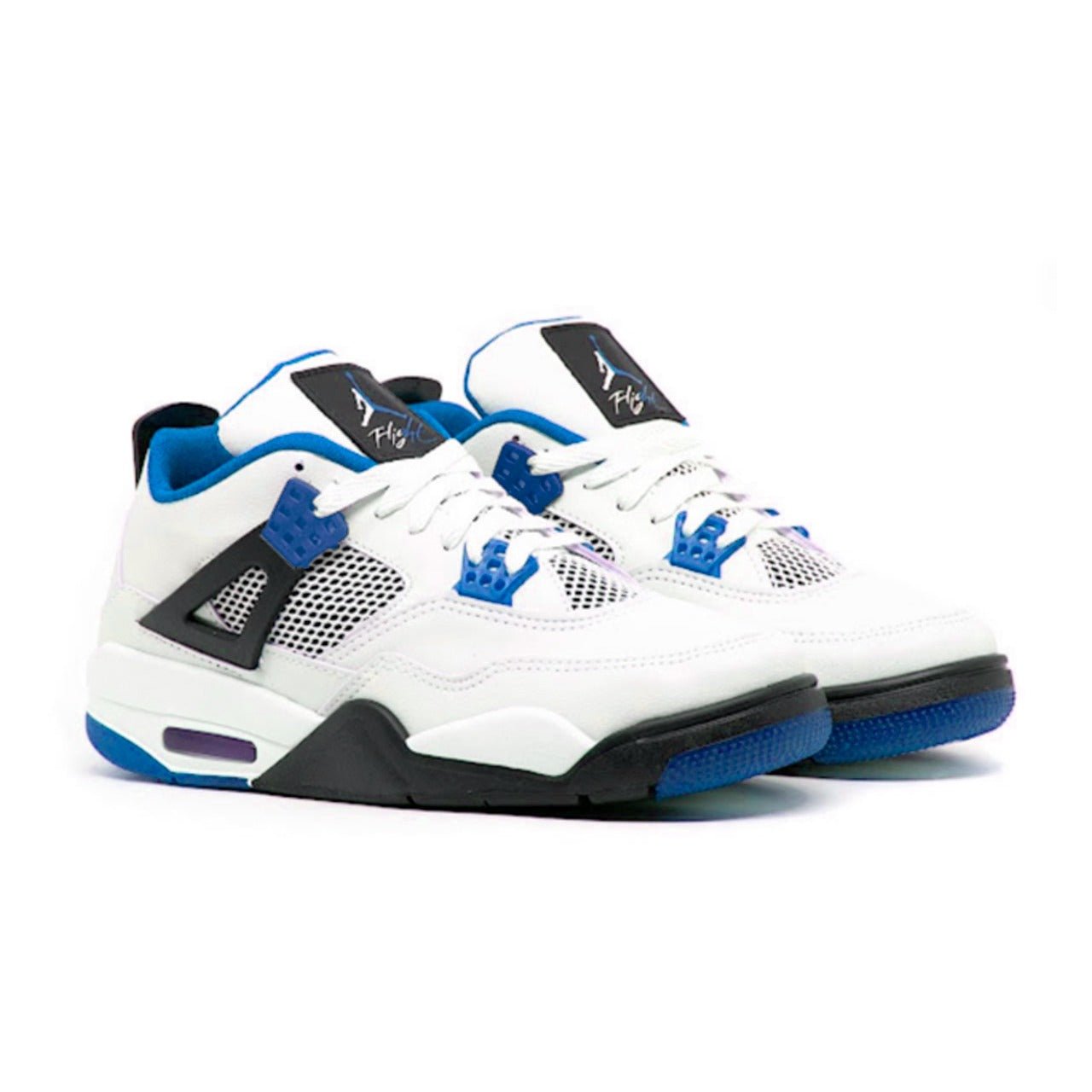 Jordan 4: O Ícone do Estilo e Performance na cor Branco com Azul e Preto - Masculino e Feminino - Asah Store